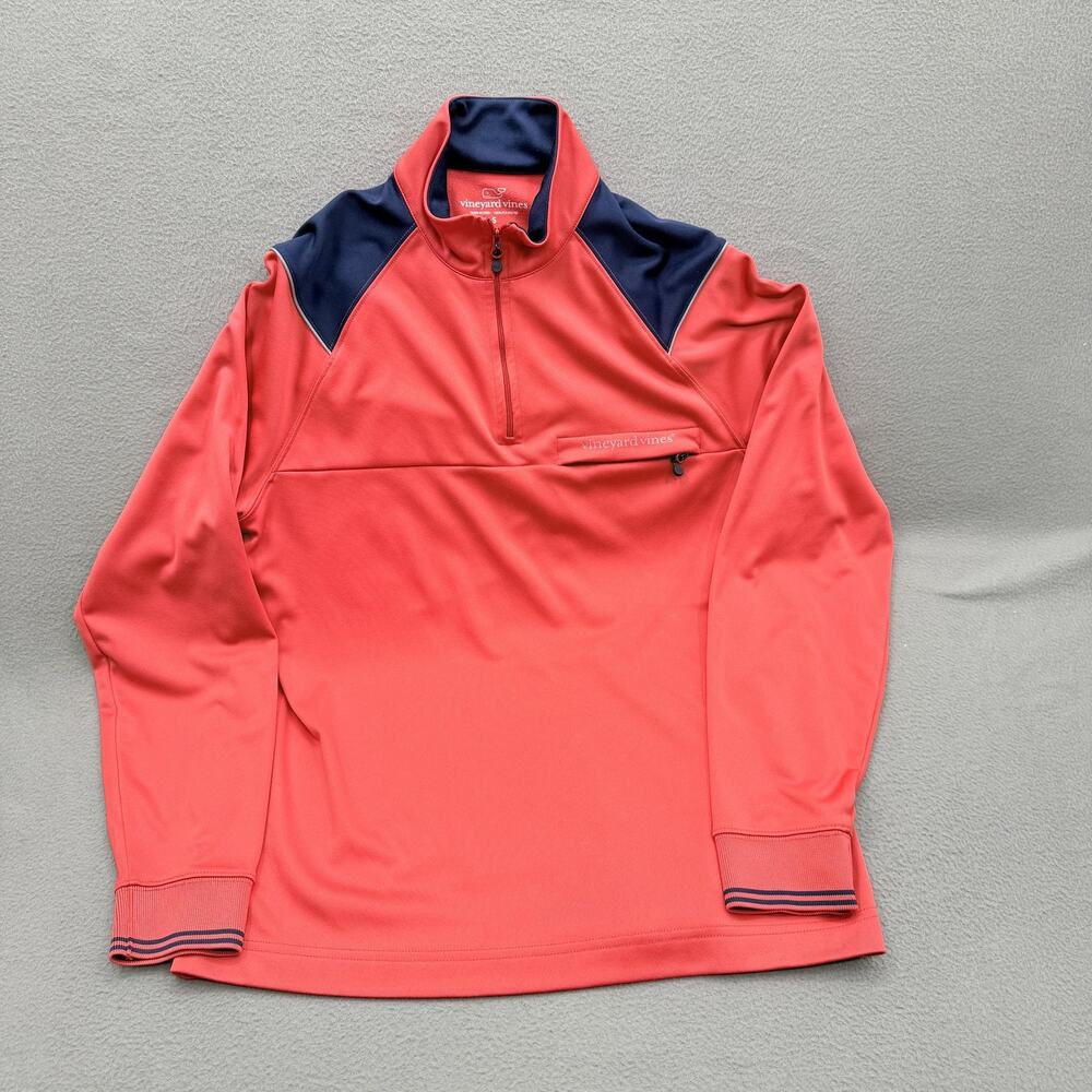 Vineyard Vines Pullover Mens Small Pink Navy‎ Quarter Zip Performance Colorblock